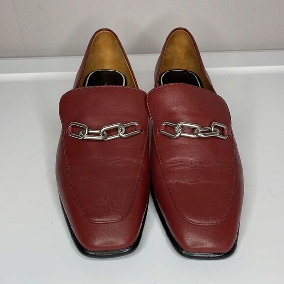 Rag & Bone Women's Dark Red Aslen Square Toe Leather Loafers Size 11 - Picture 3 of 9